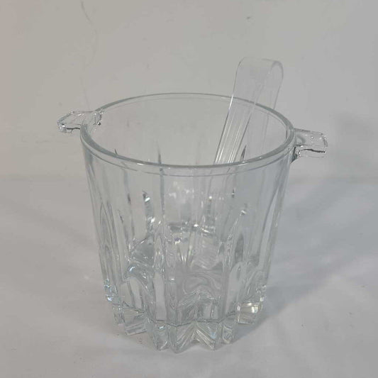 CRYSTAL ICE BUCKET W/ TONGS