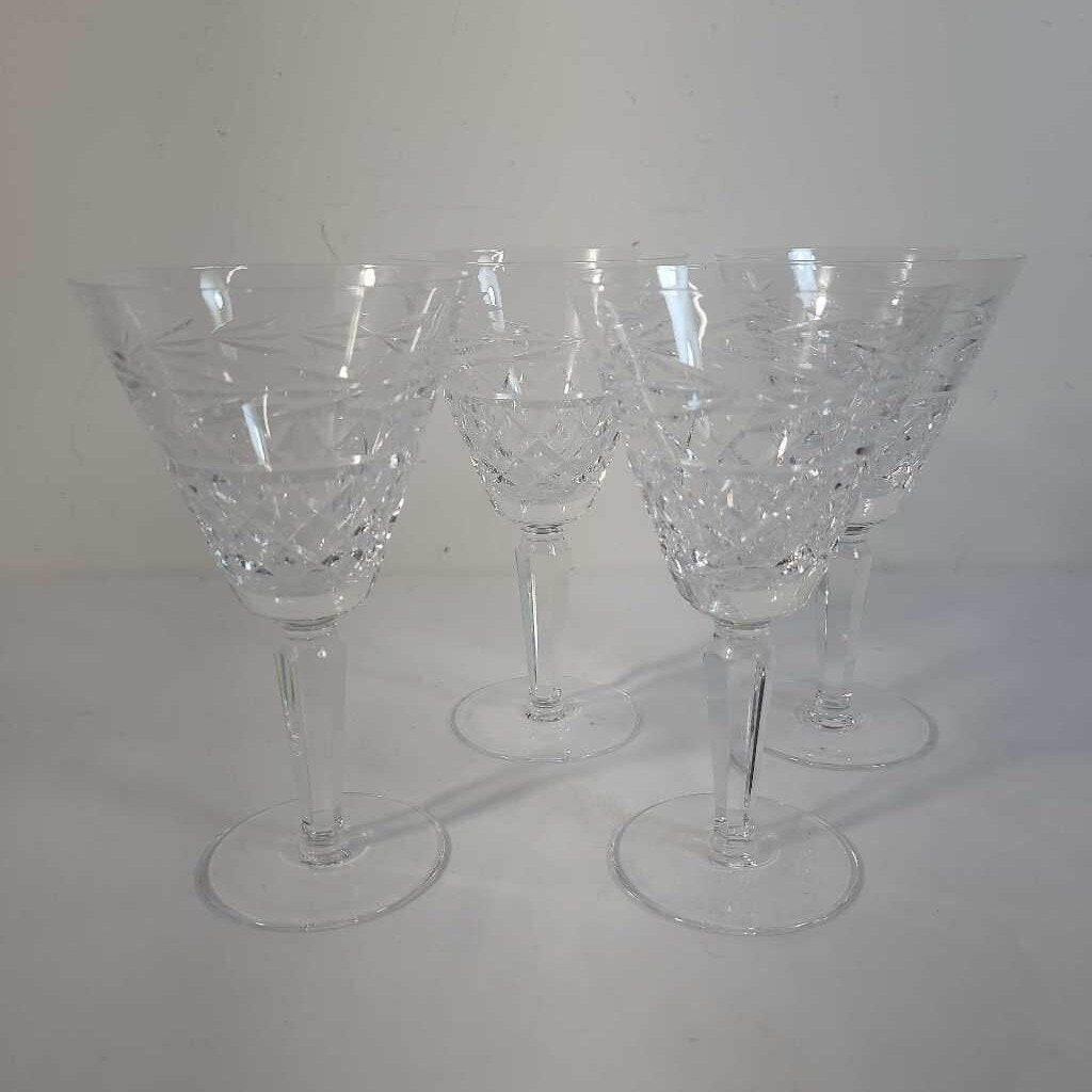 S/4 WATERFORD "GLANDORE" CRYSTAL 7" WATER GOBLET