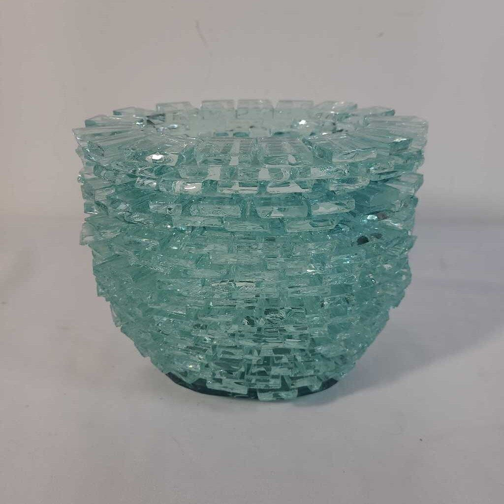 TIERED BLUE GLASS VASE