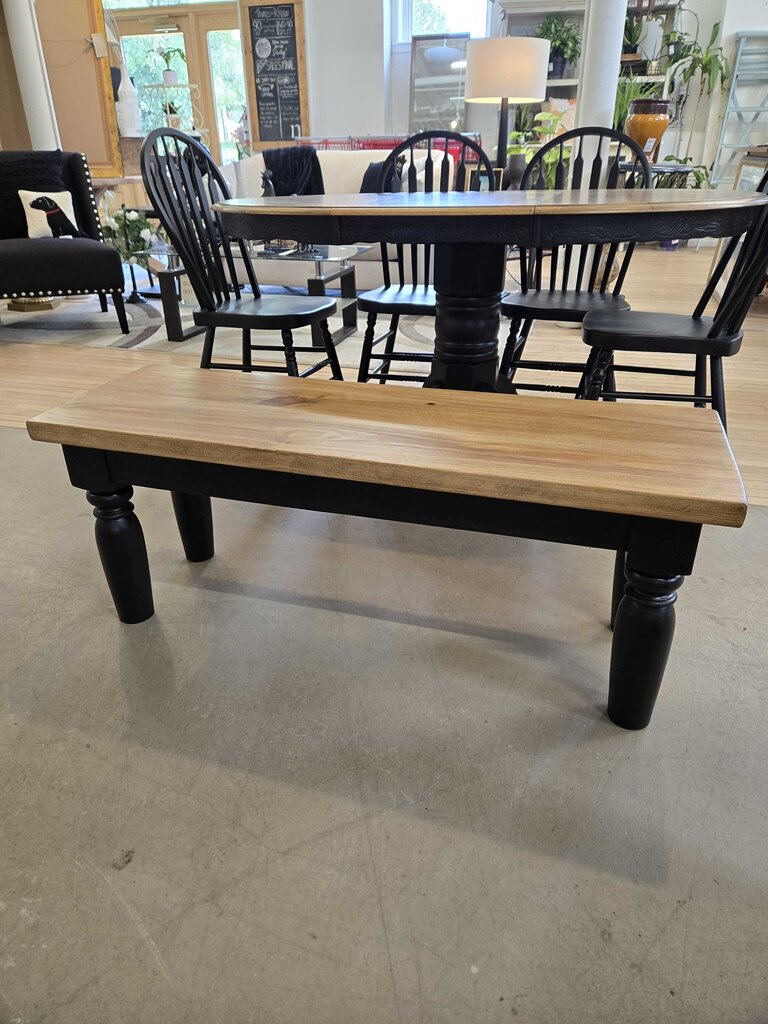 NEWLY REFINISHED TABLE W/ 4 CHAIRS & BENCH