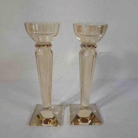 PR AMBER CRYSTAL CANDLE HOLDERS