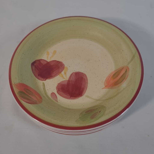 S/4 GREEN PLATES W/FLOWERS