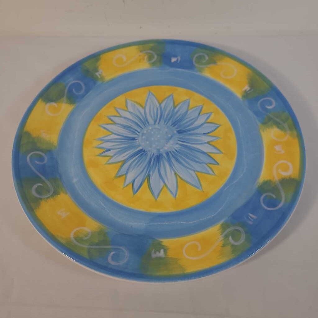 BLUE & YELLOW SUNFLOWER SERVING PLATE