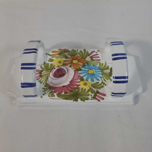 HAND PAINTED FLORAL NAPKIN HOLDER