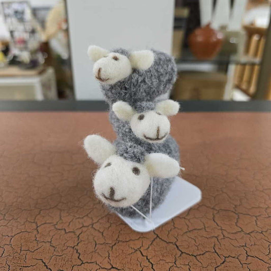 Sheep Stack Felted Decor S/3