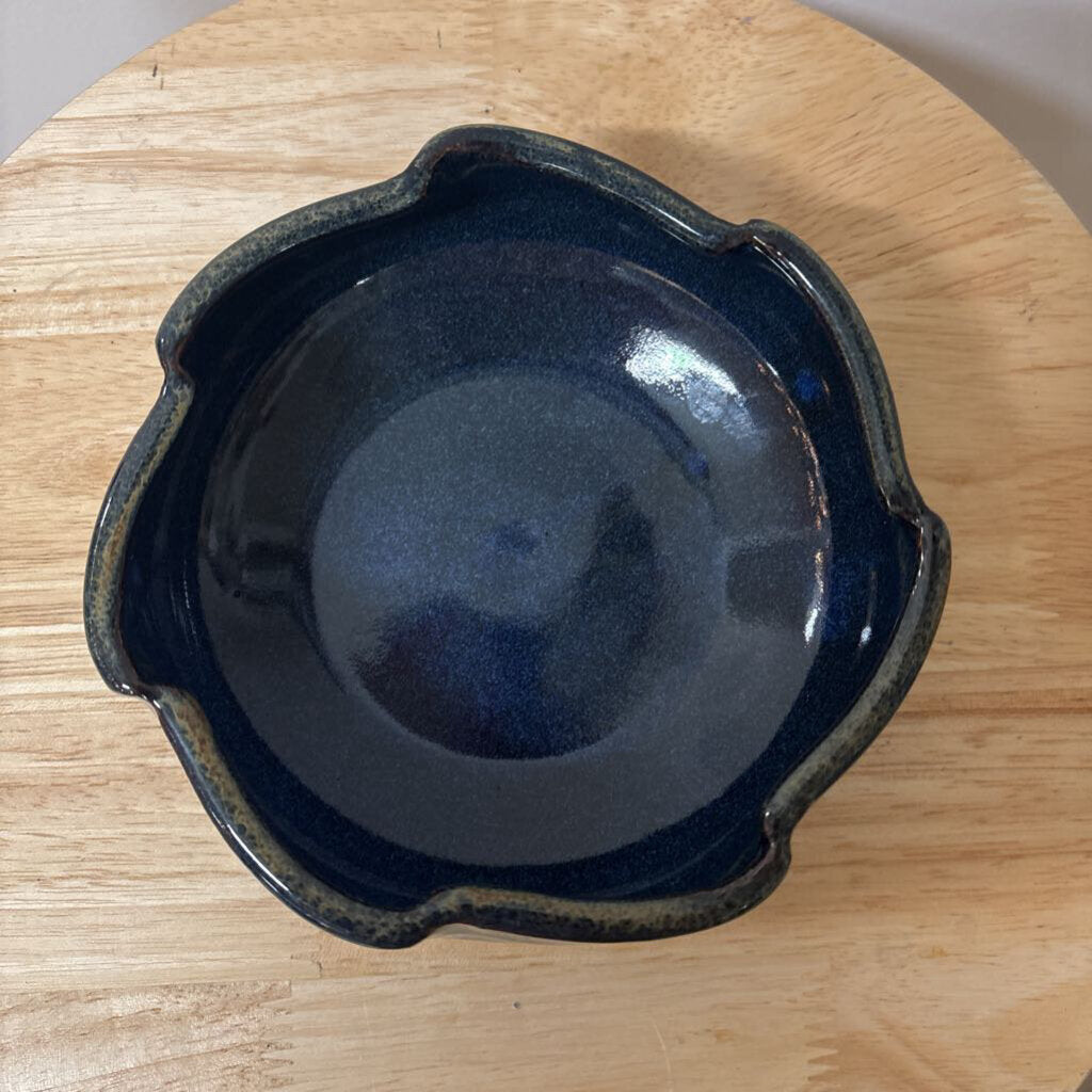 Hand Thrown Merry Pottery Bowl (Layered Blue Glaze)