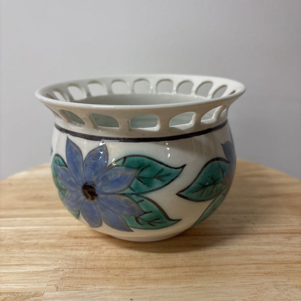 Blue Flower Hand Painted Ceramic Bowl