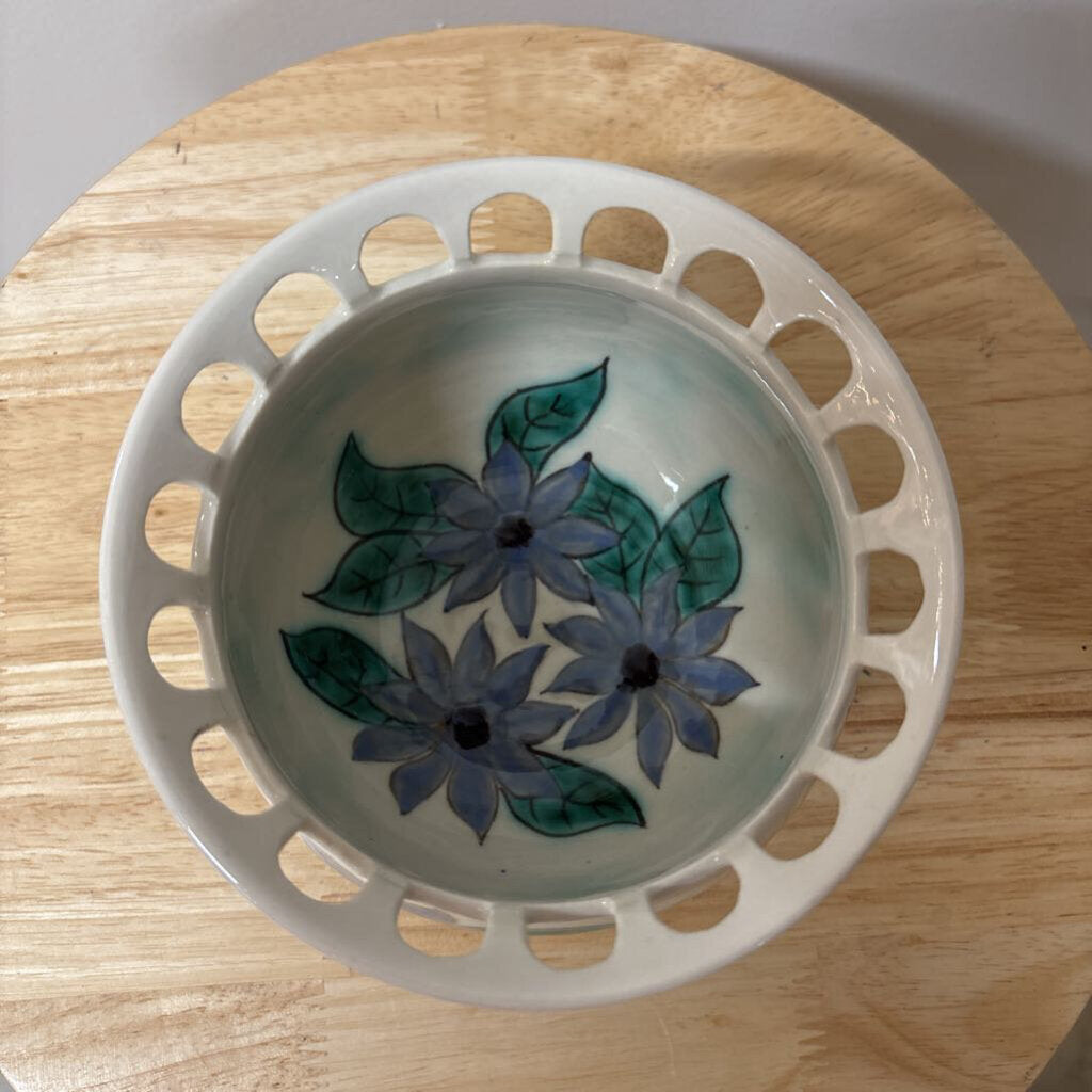 Blue Flower Hand Painted Ceramic Bowl