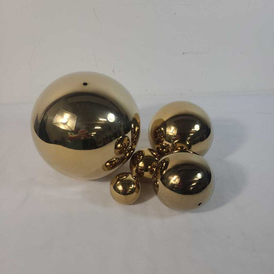 S/5 GOLD GARDEN GAZING BALLS