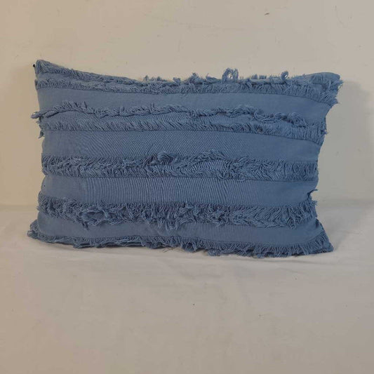 BLUE FRINGE LUMBAR PILLOW