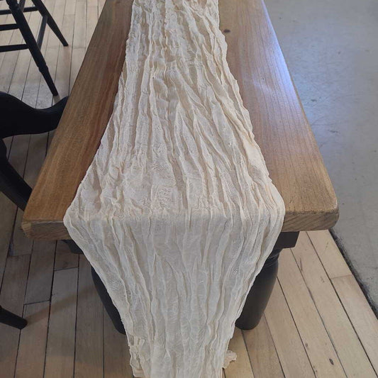 BEIGE COTTON LINEN/CHEESECLOTH TABLE RUNNER