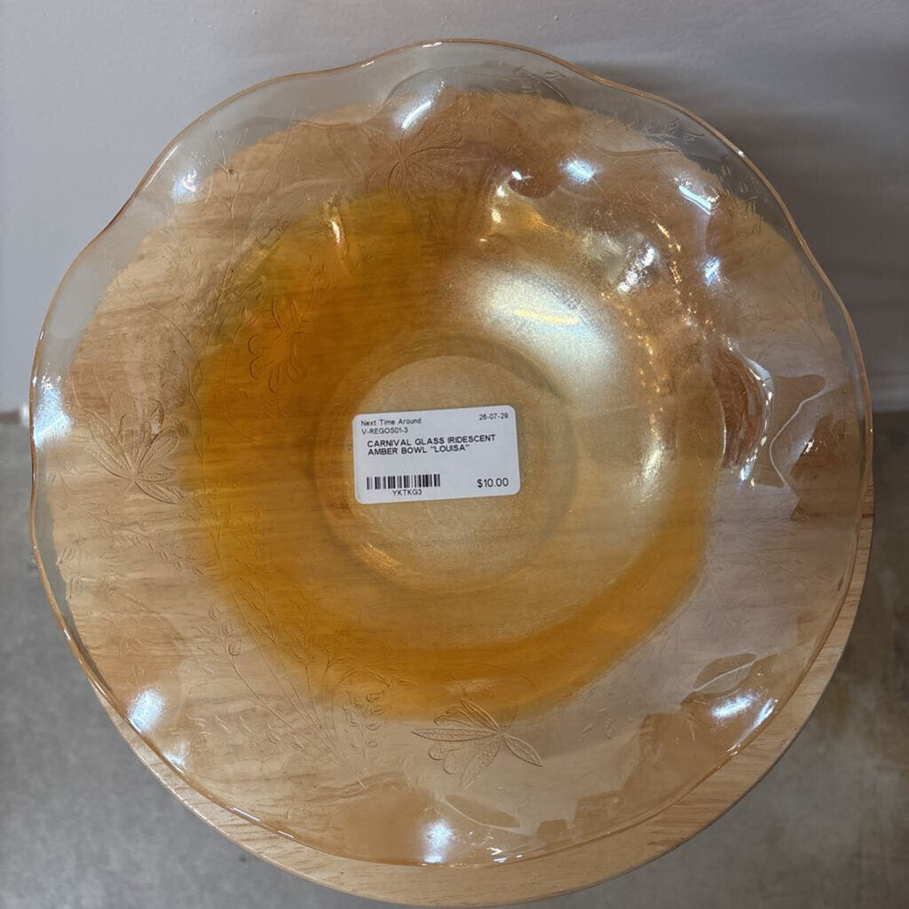 CARNIVAL GLASS IRIDESCENT AMBER BOWL "LOUISA"