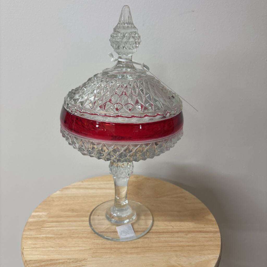 DIAMOND POINT CRYSTAL PEDESTAL DISH