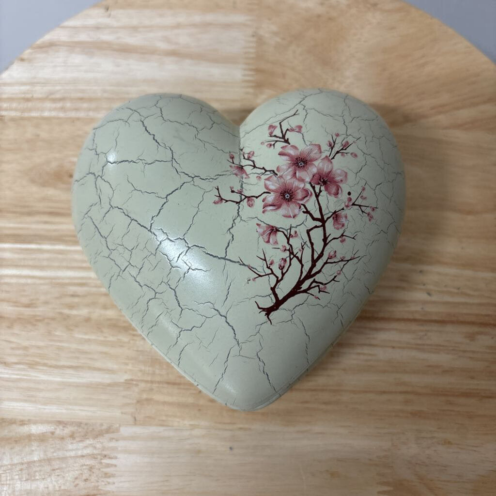 CHERRY BLOSSOMS, HEART SHAPED TRINKET BOX