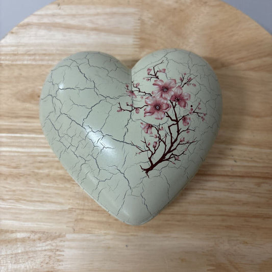 CHERRY BLOSSOMS, HEART SHAPED TRINKET BOX