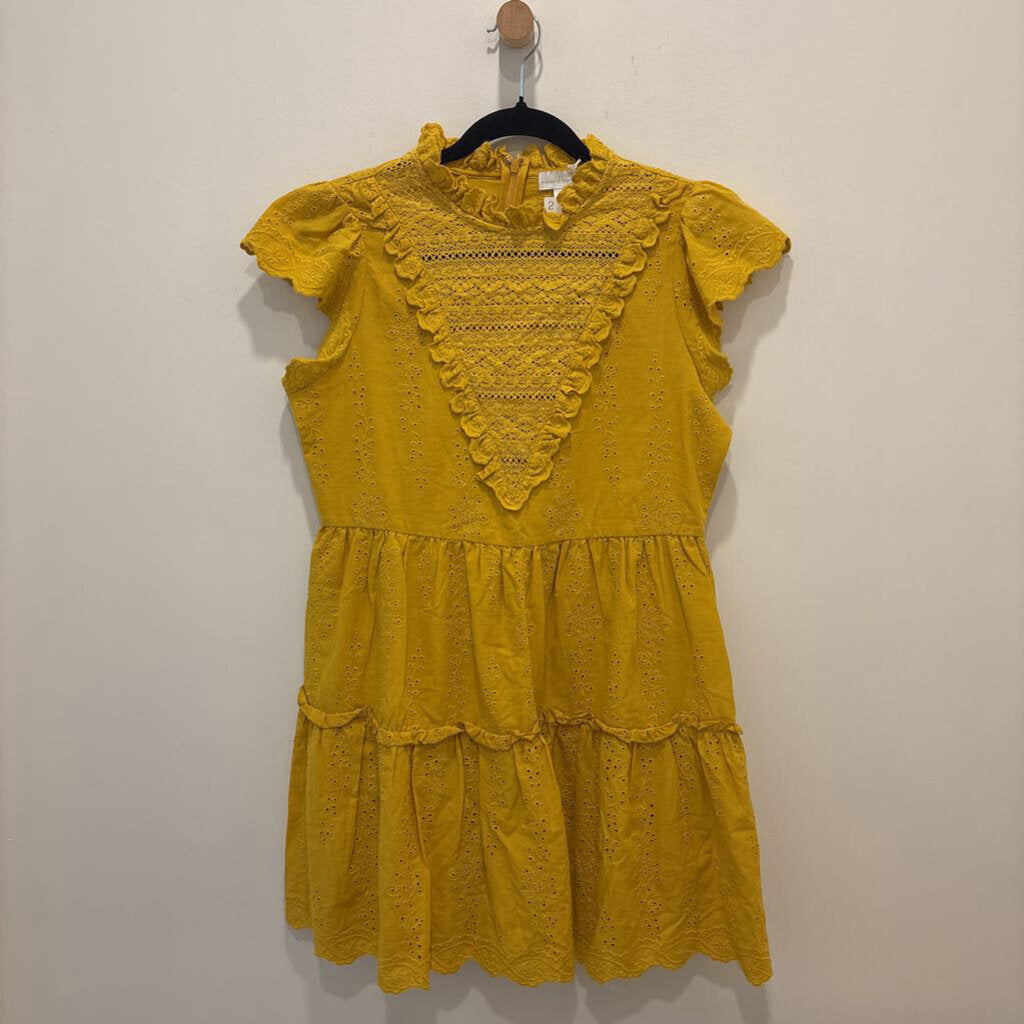 RUFFLE EYELET MINI DRESS