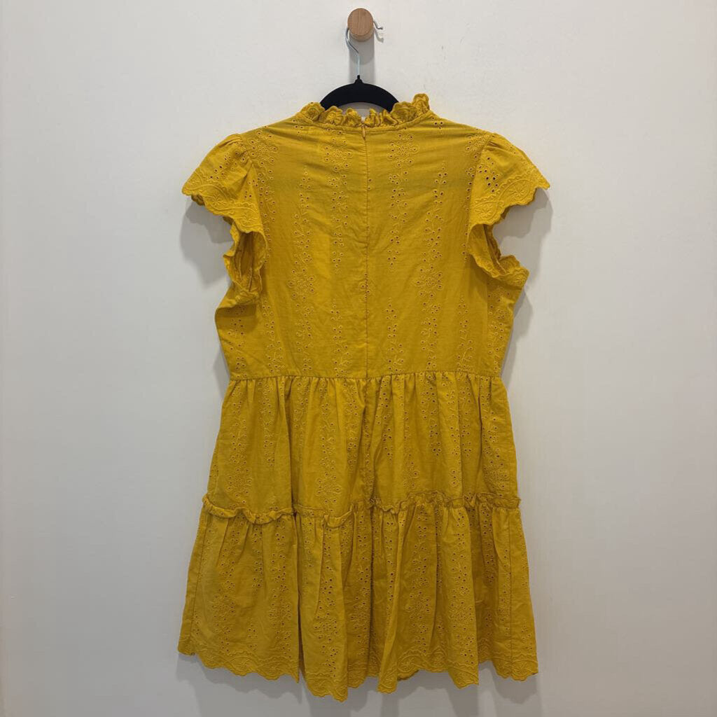 RUFFLE EYELET MINI DRESS