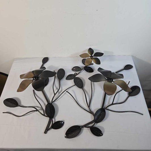 3pc METAL WALL FLOWERS