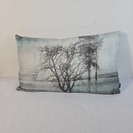 TEAL LUMBAR PILLOW W/ TREES