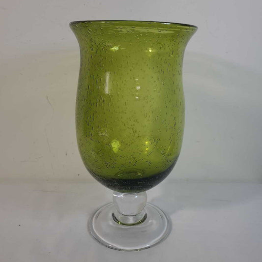 GREEN BUBBLE GLASS VASE