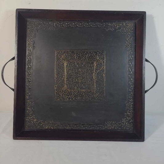 WOODEN HANDLED TRAY