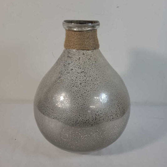MERCURY GLASS VASE W/TWINE AROUND NECK