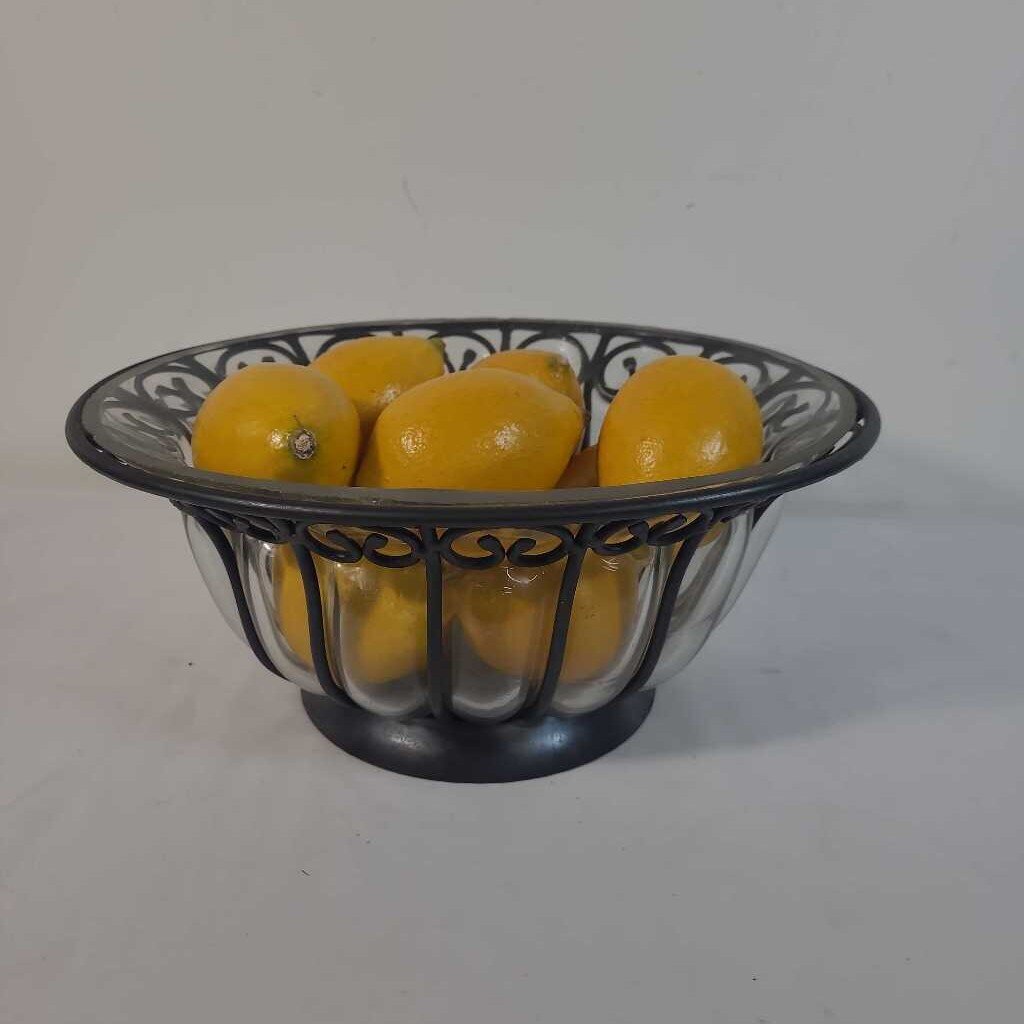 OVAL GLASS BOWL W/FAUX LEMONS