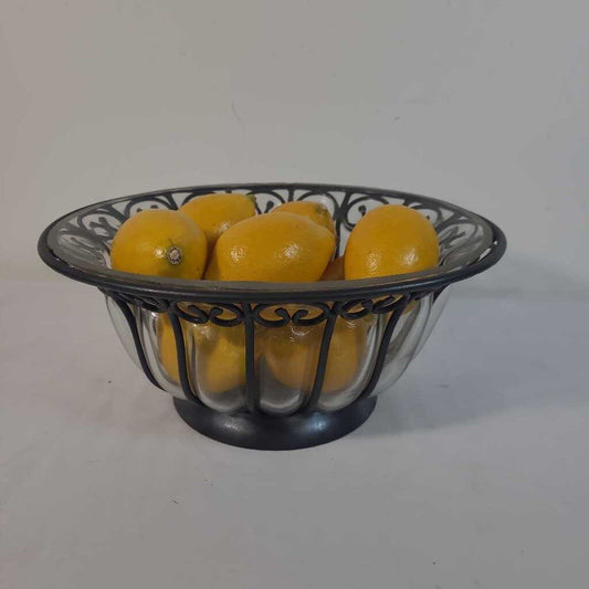 OVAL GLASS BOWL W/FAUX LEMONS