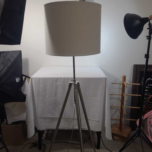SILVER TRIPOD FLOOR LAMP