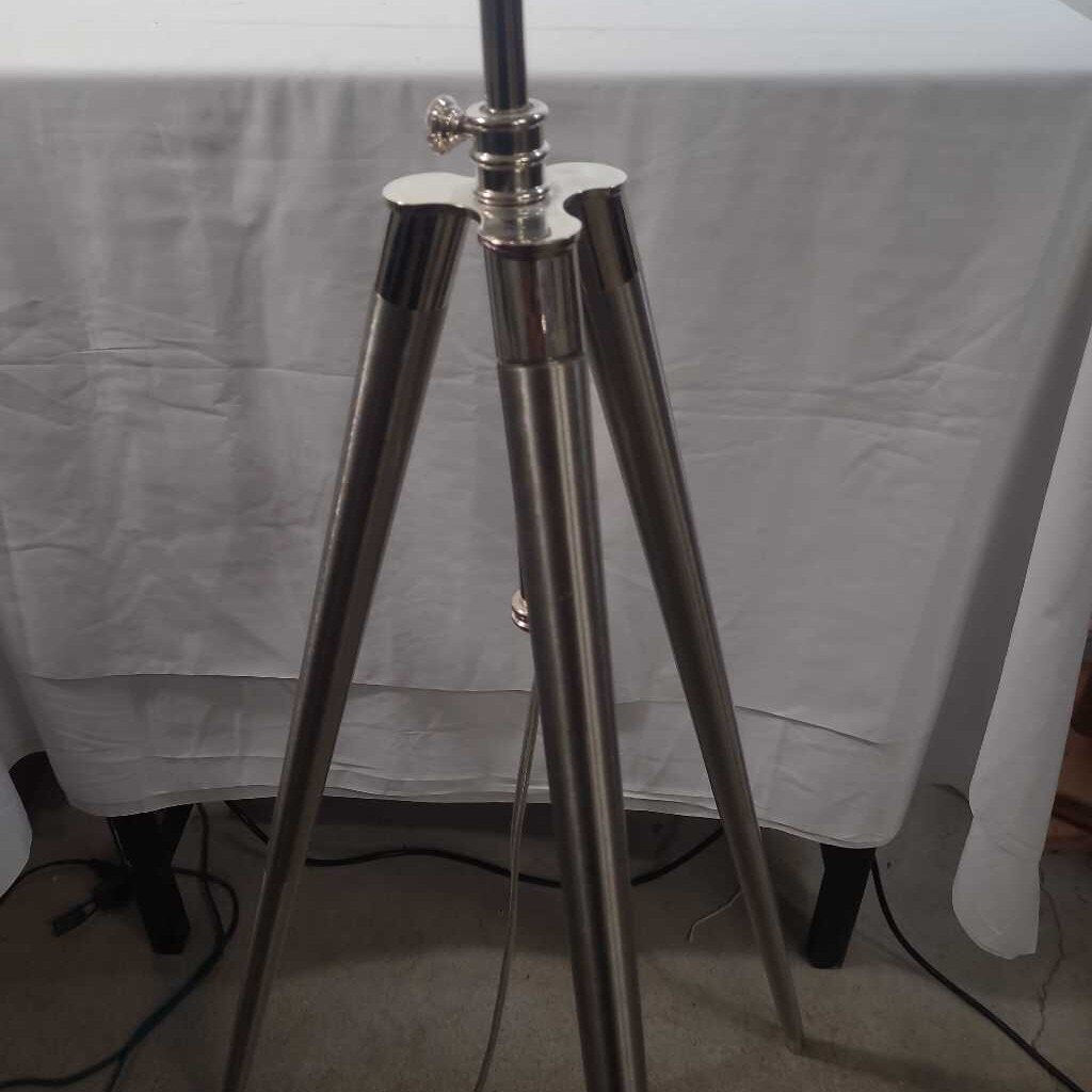 SILVER TRIPOD FLOOR LAMP