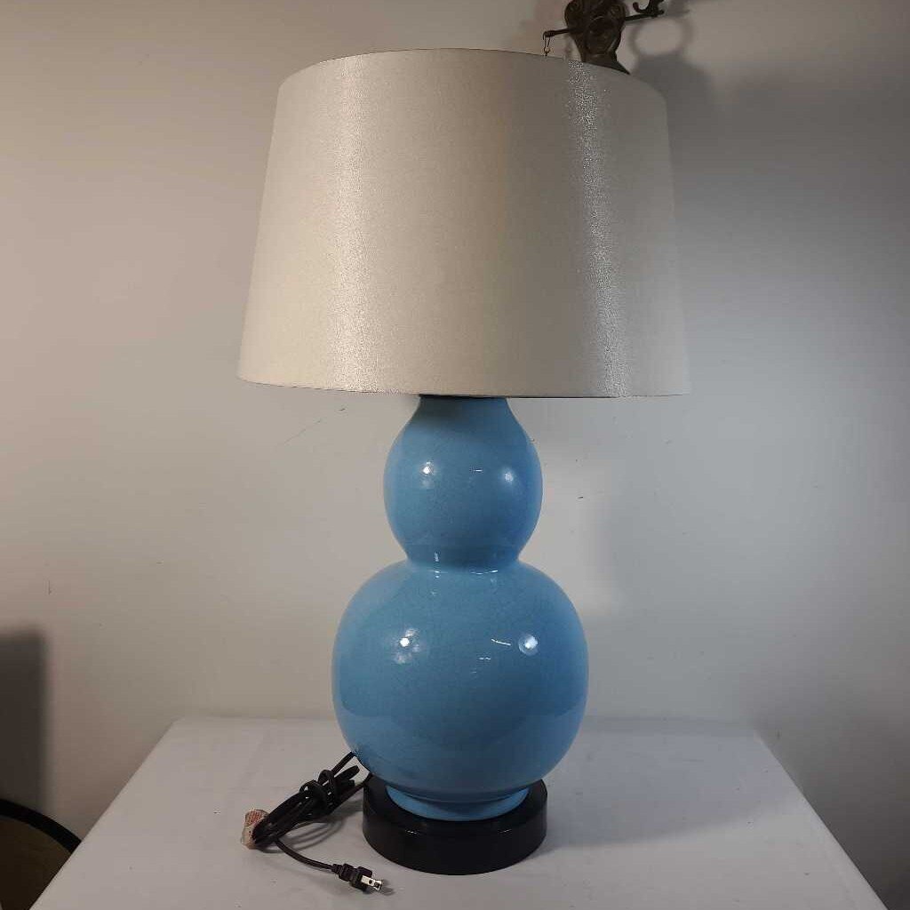 OVERSIZED BLUE CRACKLE TABLE LAMP