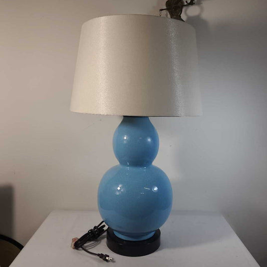 OVERSIZED BLUE CRACKLE TABLE LAMP