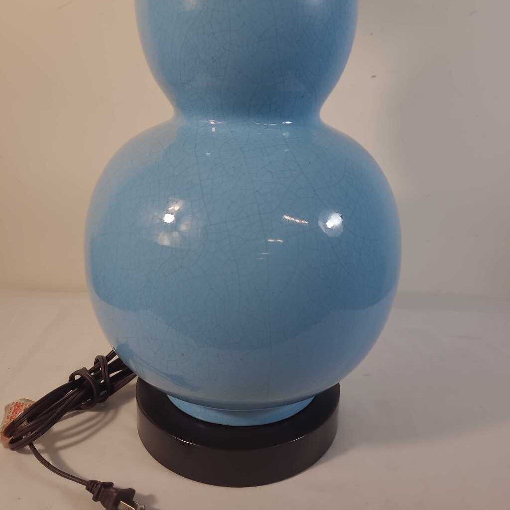 OVERSIZED BLUE CRACKLE TABLE LAMP