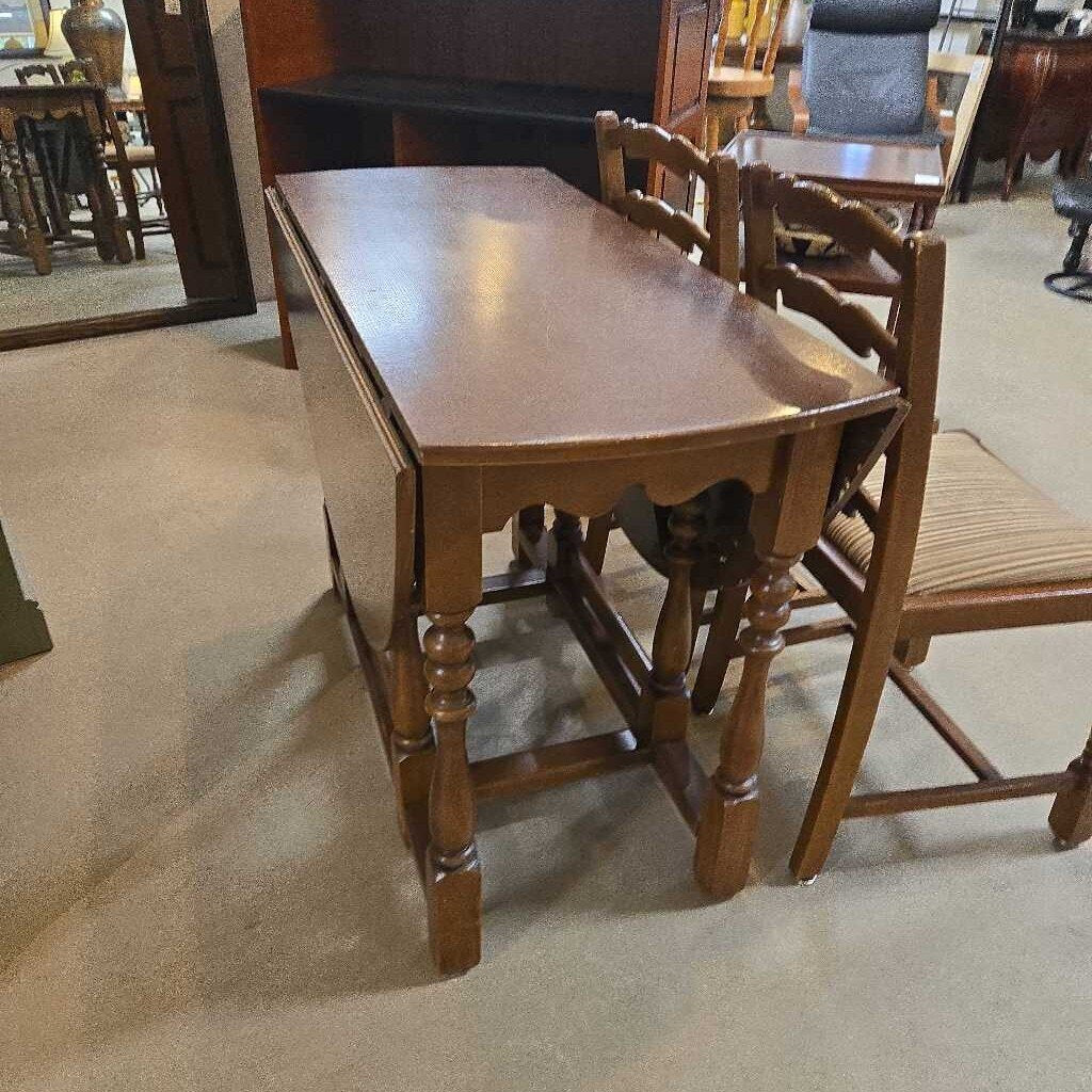 ROUND DROP LEAF TABLE & 2 CHAIRS