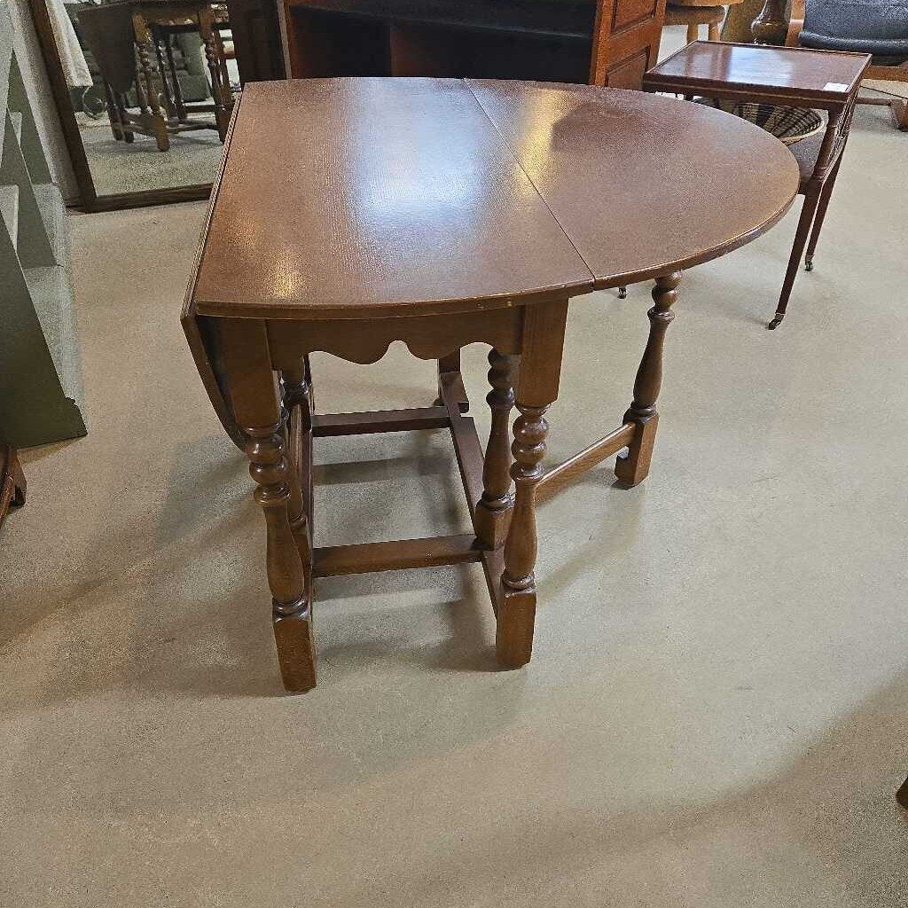ROUND DROP LEAF TABLE & 2 CHAIRS