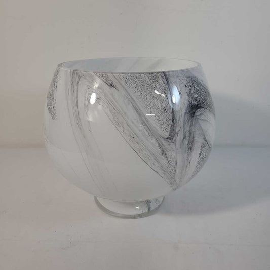 WHITE MARBLE LOOK GLASS BOWL/VASE