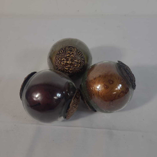 S/3 GLASS BALLS