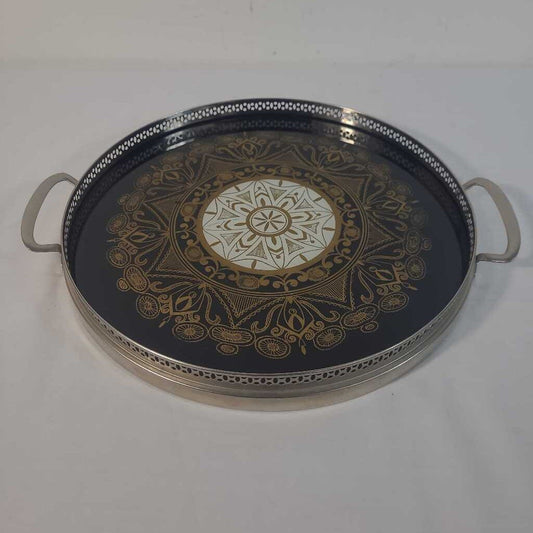 SILVER TRAY W/ BLACK INLAY