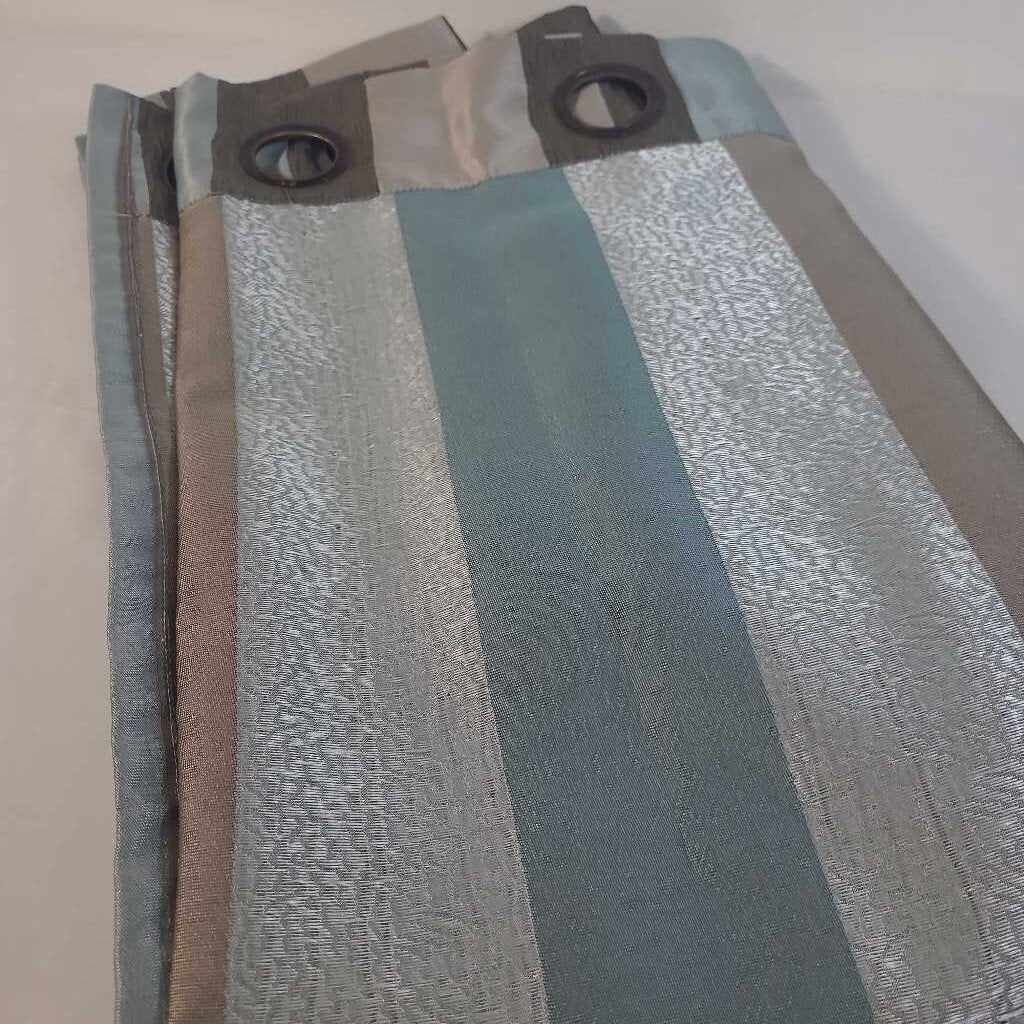 PR BLUE/GREY STRIPED CURTAINS