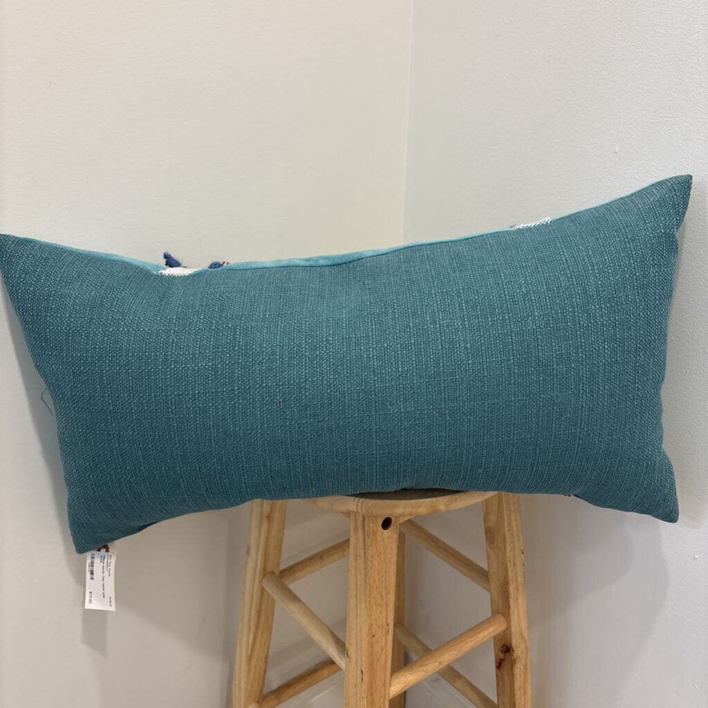 Pillow-24x12--Teal velvet with crete