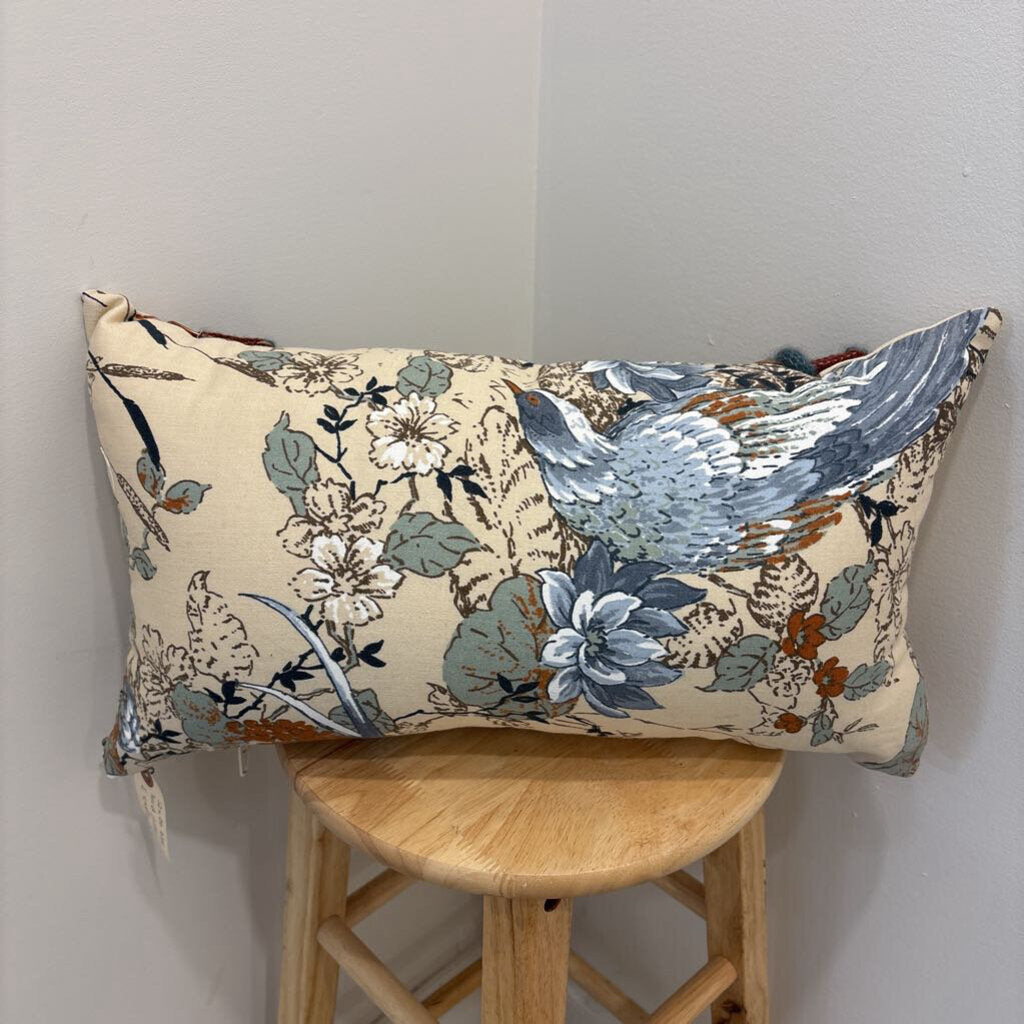 Pillow-12x20--Blue bird with crete