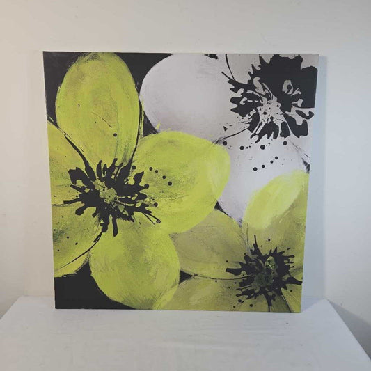 GREEN/ BLACK FLORAL CANVAS~A
