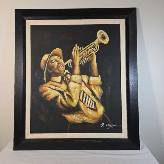FRAMED CANVAS TRUMPET PLAYER
