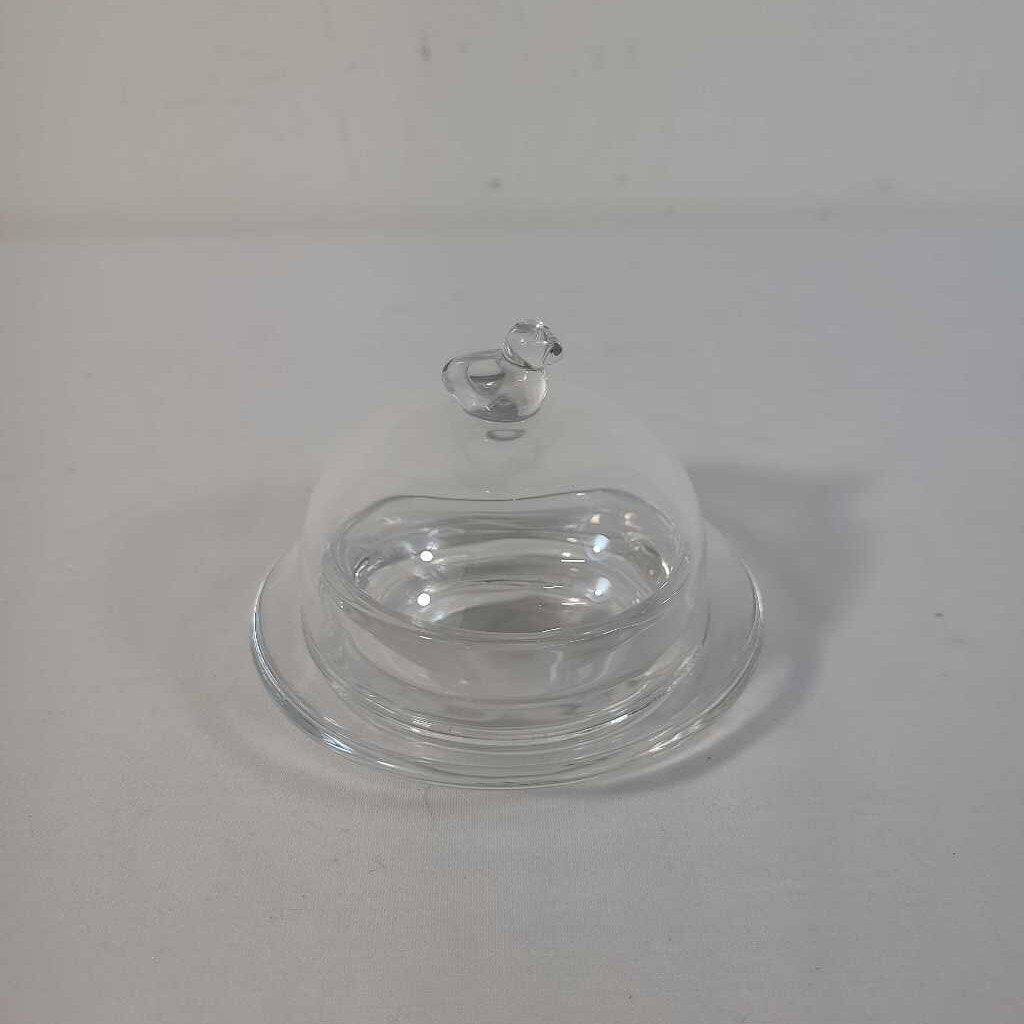 LIDDED GLASS BUTTER DISH