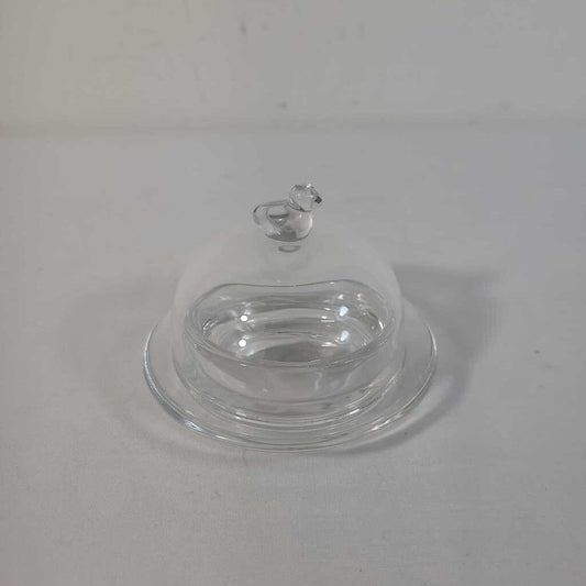 LIDDED GLASS BUTTER DISH