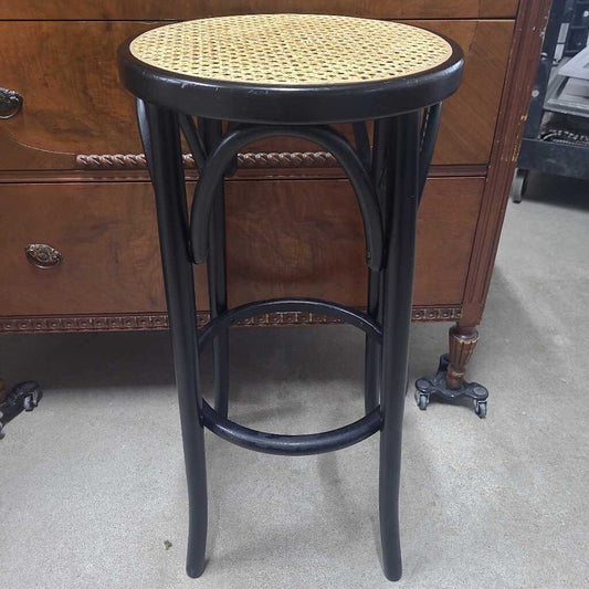 BLACK BENTWOOD BAR STOOL CANE SEAT