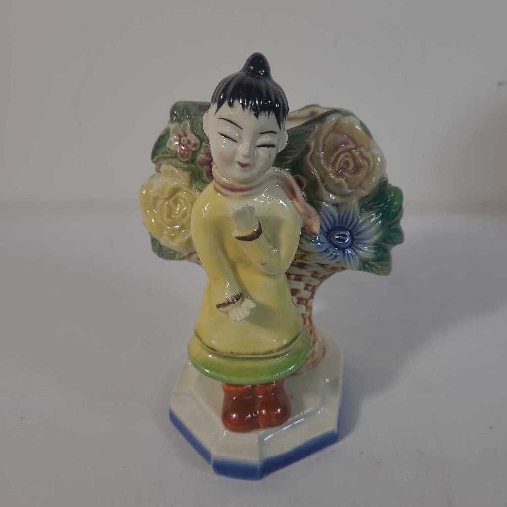 VTG OCCUPIED JAPAN PORCELIN ASIAN CHILD VASE