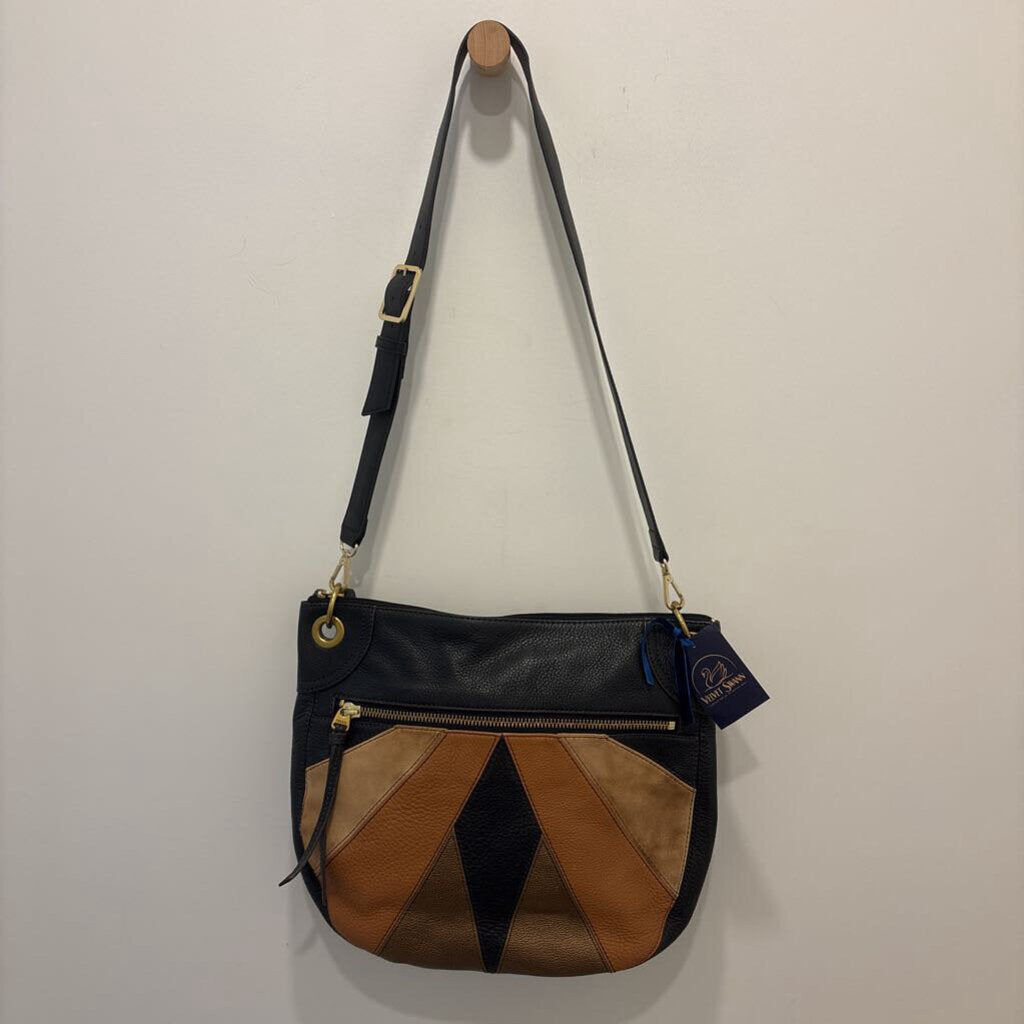 FOSSIL LEATHER BOHO BAG WITH PATCHWORK DESIGN