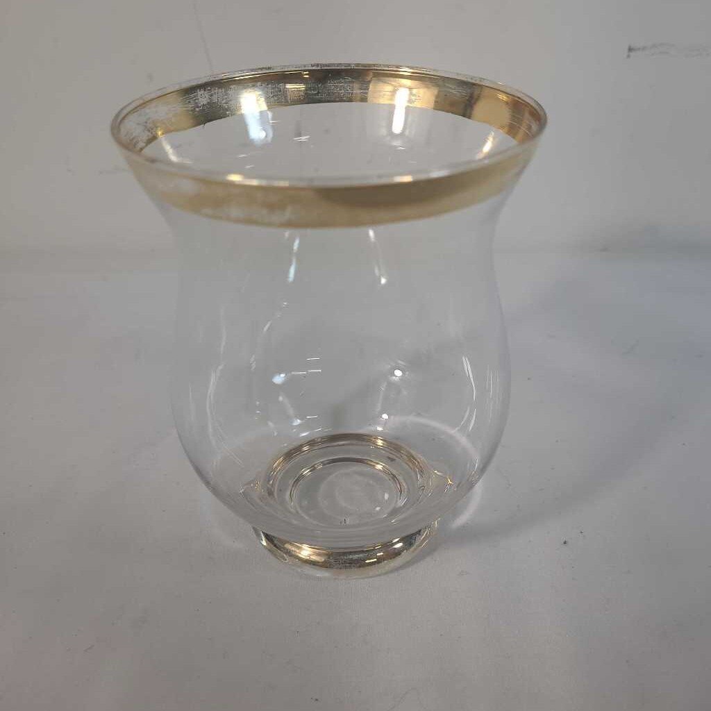GLASS VASE W/ GOLD TRIM