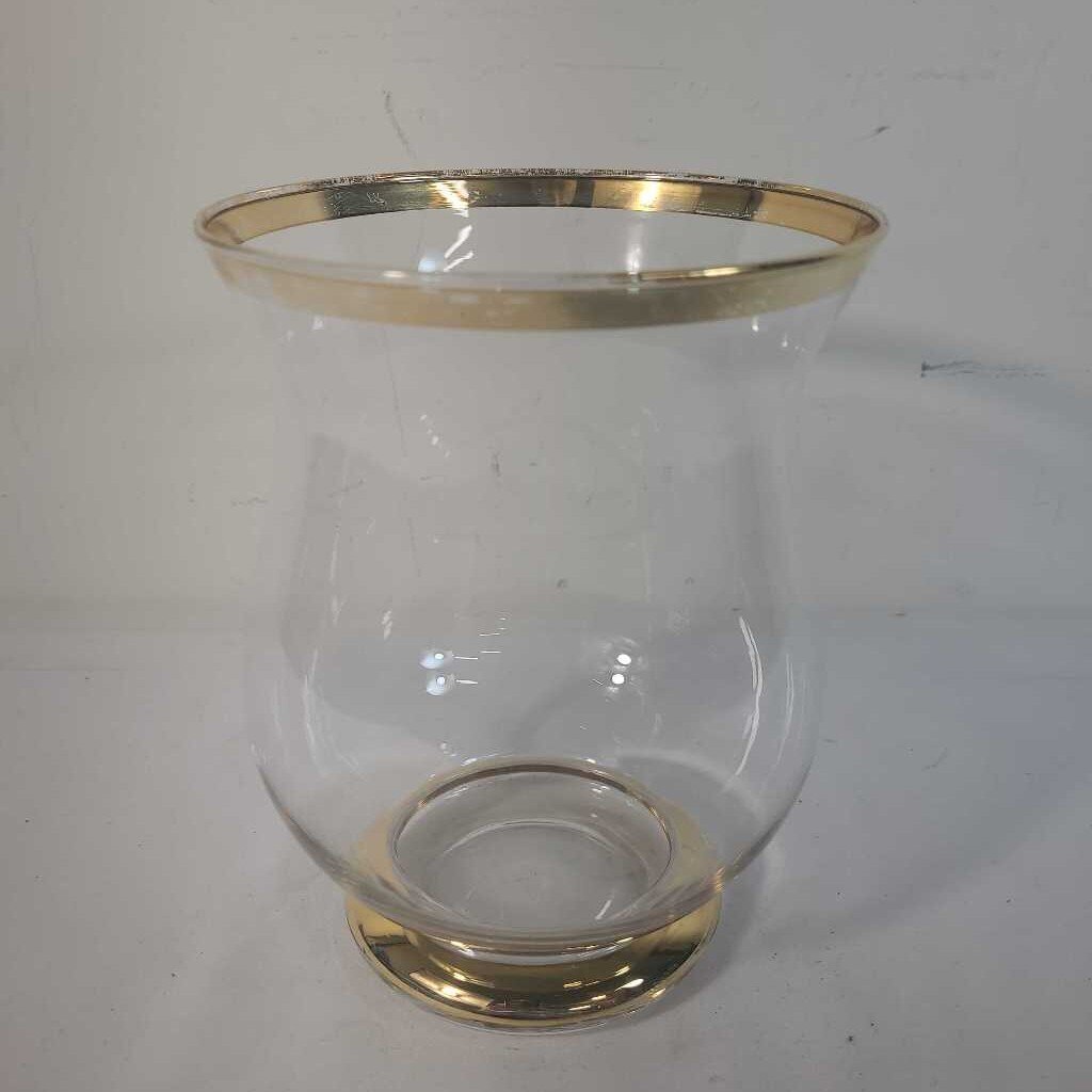 LG GLASS VASE W/ GOLD TRIM